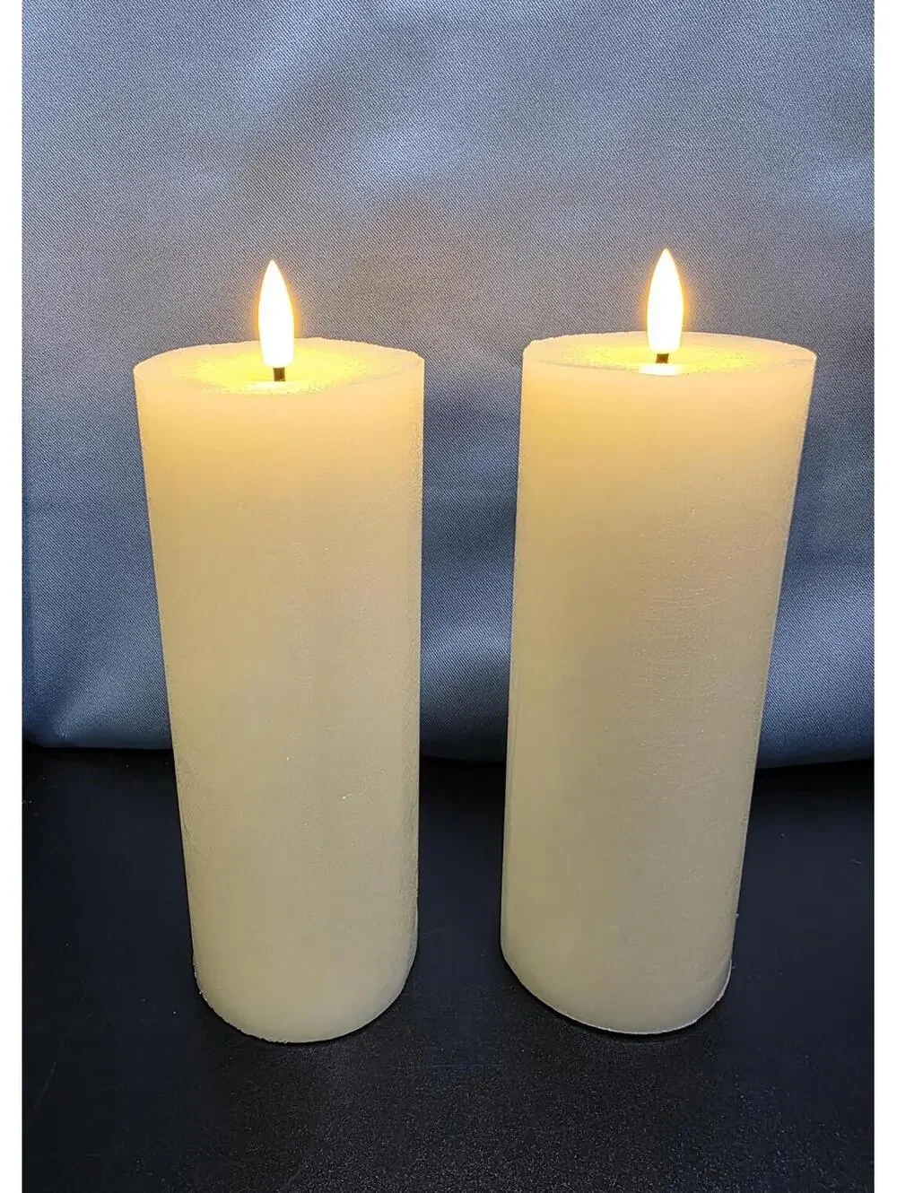 LED Pillar Candles, 2-Piece Set, Cream